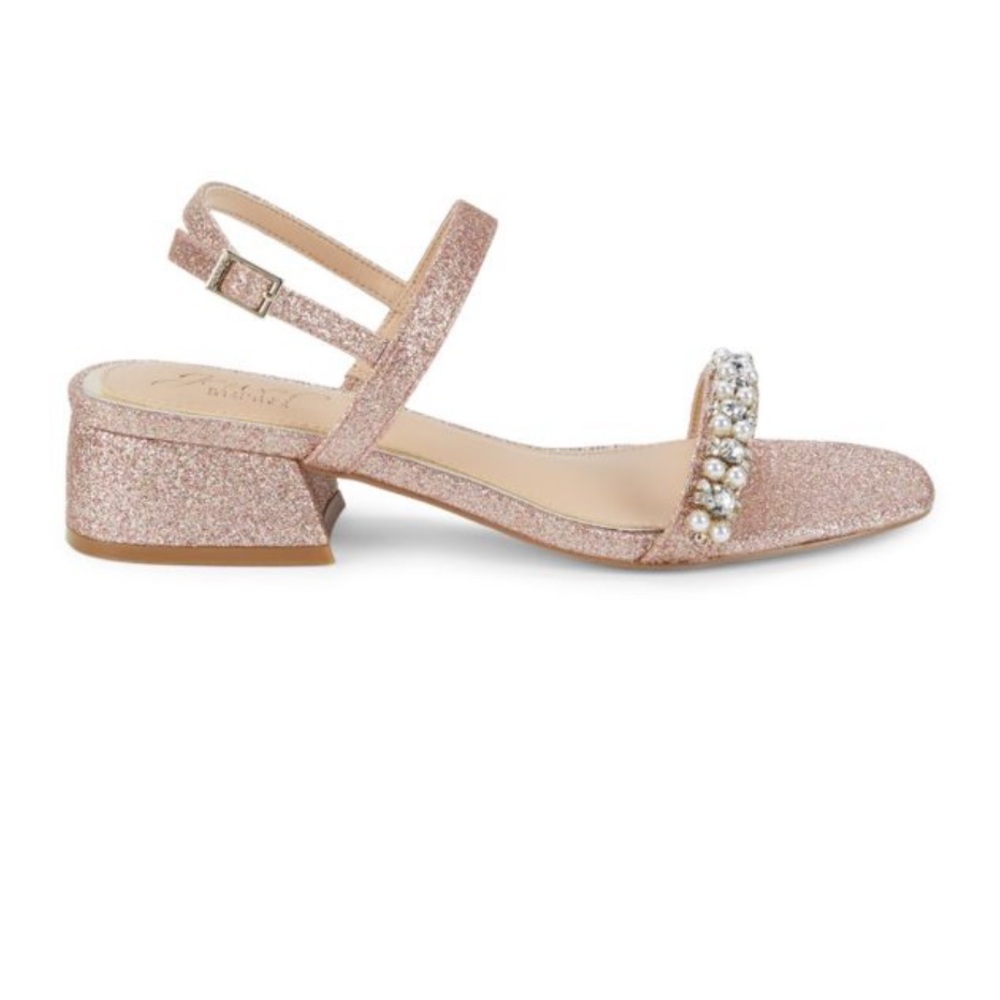 Jewel Badgley Mischka Autumn Block Heel Sandal - Rose Gold NEW various sizes